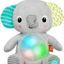 Bright Starts Hug-a-Bye Baby Elephant Stuffed Animal Musical Toy, Soft Toy Soother Plays Songs & Lights up, Newborn and up