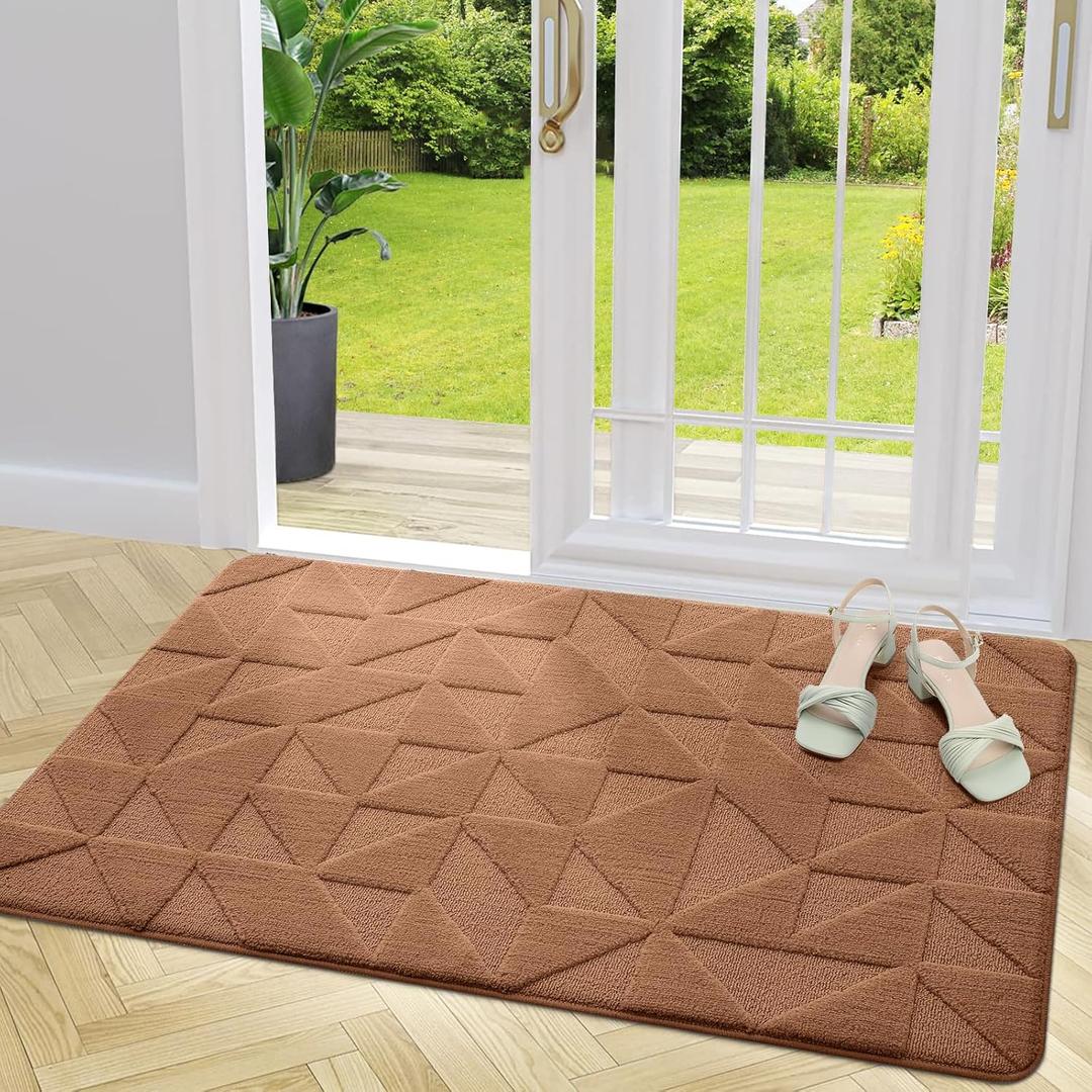 OLANLY Door Mats Indoor, Non-Slip, Absorbent, Dirt Resist, Entrance Washable Mat, Low-Profile Inside Entry Doormat for Entryway (48x32 inches, Brown)