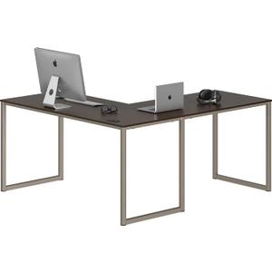 SHW Mission 55 x 60 Inches L-Shape Home Office Computer Desk, Espresso, 55-inch L-shaped