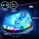 Flybar 12V Glow Bumper Car Ride On Toy - Indoor/Outdoor Toys, Toddler Toys, Bumper Cars, Kids Electric Car, w/ 360 Spins, Multi-Color LED Lights, Max Weight of 100lbs, Age 4-9yrs, Blue, Medium
