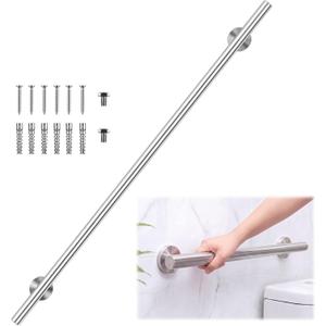 Zonon 1 Pcs 57 inch Grab Bar for Bathroom Wide Safety Stainless Steel Front Porch Stairs Railing Straight Shower Handle for Handicapped or Elderly (Simple Style,Silver)