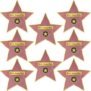 Glitz & Glam Star Decal Clings - 11.3" x 12" (Pack of 8) - Removable & Reusable Pink & Gold Coated Cardboard Decor for Celestial-Themed Events, Parties & Bedrooms
