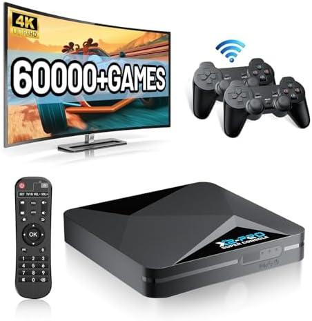 Kinhank Super Console X2 Pro Retro Game Console with 60000+Games,Video Game Console EmuELEC 4.5&Android 9.0 in 1,Compatible with 65+ Emulators,2 Controllers