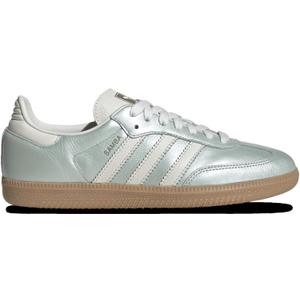 adidas Women's Samba OG W Shoes (7.5, Linen Green Metallic/Off White/Cyber Metallic)
