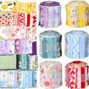 Riakrum 60 Pcs Fabric Strips Roll for Quilting, Crafting, and Sewing, Floral Cotton, Cotton Patchwork Craft Quilting Fabric for Blanket, Rug, Upholstery, Home Decor, and Purse Making
