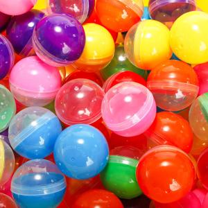 140pcs Gumball Vending Machine Capsules, 2 Inch Empty Round Plastic Containers, Clear-colored Toy Bulk Balls Supplies for Prize Easter Party Favor Surprise Stuffer DIY Craft(7 Colors)
