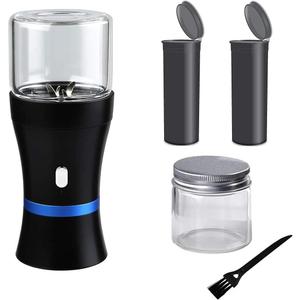 Spacenight Electric Herb Grinder COMPACT for Flower Buds, USB-Rechargeable, 2pcs 1.7oz Glass Herb Chamber - Ideal for Everyday Carry