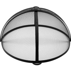 Outdoor Fire Pit Spark Screen Cover Accessory, 36In Patio Round Easy-Opening Fire Mesh Screen Guard, Heavy Duty Steel Firepit Ember Lid with Hinge