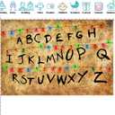 10x6.5ft Photography Backdrop Rustic Alphabet Colorful Lights Background Kids Birthday Party Decorations Supplies Cake Table Banner Photo Booth Props Cake Table Banner SK6228H