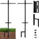 2 Pcs 50" T Bar Yard Sign Stakes, Heavy Duty 1.2" x 3/4" Angle Iron, h-Shaped Stakes Design with 2 Horizontal Bar, 2.5mm Thickness Rust-Proof Yard Sign Posts for Outside Outdoor Lawn