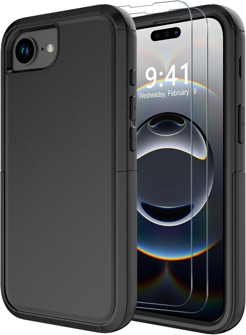Diverbox for iPhone 16e Case [Compatible with MagSafe] [Shockproof] [Dropproof] [with Screen Protector ] Heavy Duty Protection Phone Case Cover for Apple iPhone 16e 2025 6.1 inch (Black)