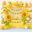 TUPARKA Sunflower Birthday Party Decorations Kit Sunflower Banner Yellow Balloon Arch Sunflower Vine Sunflower Heads Table Covers Cake Toppers 146 Pack Sunflower Party Supplies for Baby Shower Dcor