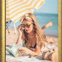 25x35 Wood Frame Gold, Ornate Natural 35x25in Picture Poster Frame, Modern Golden 25 x 35inch Gallery Wall Photo Frame with HD Plexiglass, Horizontal Vertical Wall Mounting Display 1pcs