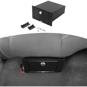for Jeep JLU Under Rear Seat Safe Box with Security Lock for Jeep Wrangler JKU 2007-2017 for Wrangler JLU 2018 up 4DR Black Metal Storage Accessories