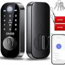 Fingerprint Smart Lock, 6-in1 Keyless Entry Door Lock for Front Door, Smart Locks with App Control, Biometric Electronic Touchscreen Keypad Deadbolt, One-Touch Lock  Auto Lock, Black