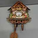 AUNMAS Antique Wooden Cuckoo Clock, Auto Swing Pendulum Quartz Wall Clock, Traditional Design for Home Decor Black Forest (Cm001)