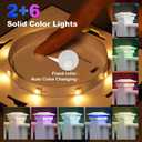 APONUO Solar Post Cap Lights Color Changing 6 Pack - RGB 8 Solid & Gradient Colors, IP65 Waterproof, for 4x4 5x5 6x6 Wood Vinyl Fences, Deck, Patio, Yard (White)
