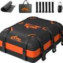 Car Rooftop Cargo Carrier Bag 20 Cubic Feet, 100% Waterproof Heavy Duty Car Roof Bag for All Vehicle with/Without Racks - Anti-Slip Mat, 6 Door Hooks, Storage Bags, 5CM Straps(Orange)