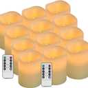Vinkor Flameless Candles Battery Operated Candles Real Wax Pillar LED Candles with 10-Key Remote and Cycling 24 Hours Timer (Ivory Set of 12 D: 3" x H: 4")