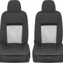 Motor Trend Seat Covers for Cars Trucks SUV, Faux Leather 2-Pack Black Padded with Storage Pockets, Premium Interior Car Seat Cover