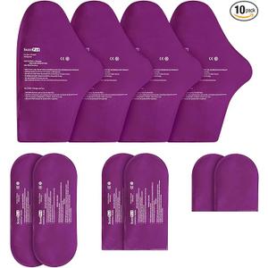 SuzziPad Replacement Ice Gel Packs for Cold Therapy Gloves and Socks(10Piece Set), S/M, Purple