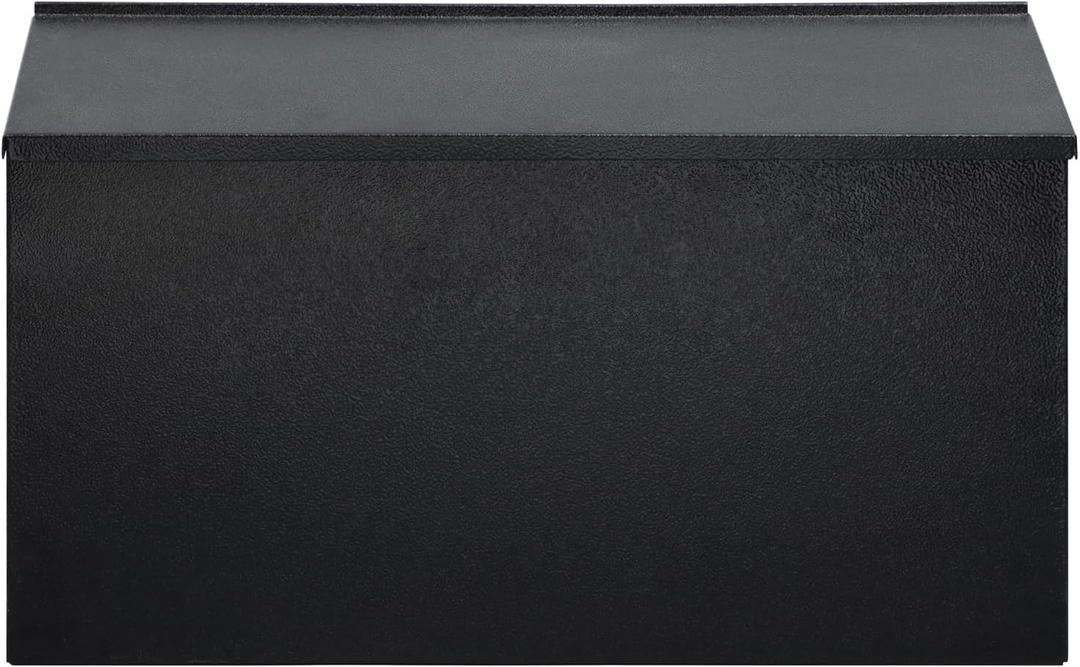 Dalmbox Wall-Mount Mailbox Large Mailbox for Post Rust-Proof Galvanized Steel Box for Outside or Townhouse Horizontal Style, Black, 15.7 x 4.3 x 9.4