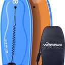 WOOWAVE Bodyboard 42.5-inch Body Board with PE Core,IXPE Surface,HDPE Slick Bottom,Coming with Premium Coiled Wrist Leash Bodyboard Bag Perfect Surfing for Adults Surfer (Blue/Gray)