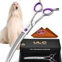 ULG 7.5 Dog Grooming Thinning Shears  30 Curved Pet Thinning Scissors, Japanese 440C Stainless Steel, 60 V-Shaped Teeth, 25% Thinning Rate, Reversible Butterfly Handles, for Face, Nose, Eyes & Coat (Precision Blender (25%))