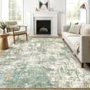 8x10 Area Rugs Living Room: Washable Large Abstract Soft Green Rug Stain Resistant Indoor Floor Non-Slip Accent Carpet for Men Modern Home Enthusiasts Aged 25-45 - Bedroom Office Playroom