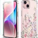 Compatible with iPhone 13 Case with Screen Protector, Flower Pattern Design, Floral Clear Women Phone Case Shockproof Protective Soft Bumper Cover 6.1 Inch 2021 (Blooming Flowerets)