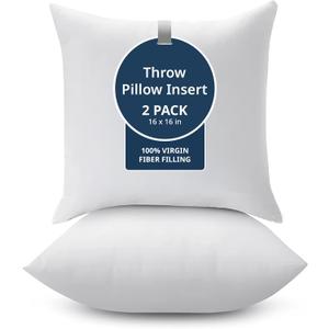 LANE LINEN Throw Pillow Insert - Pack of 2 16x16 Pillow Inserts for Decorative Pillow Covers, Throw Pillows Insert for Couch - White