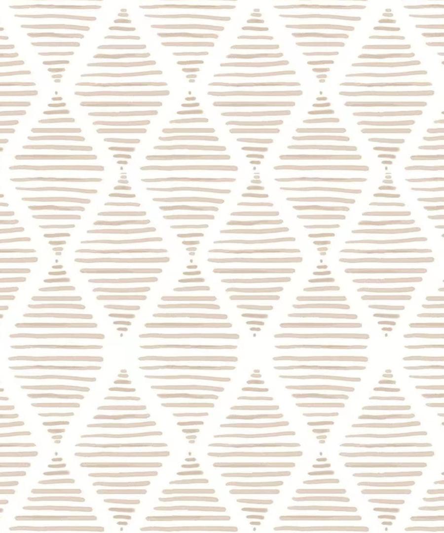 Yun-aeon 17.7" X 120" White and Beige Stripe Peel and Stick Wallpaper Modern Diamond Contact Paper Geometric Removable Wallpaper Self Adhesive Wall Paper for Bedroom Drawers Cabinets Decor Vinyl
