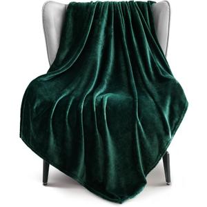 Exclusivo Mezcla Fleece Throw XL Blanket for Couch, Sofa, Super Soft and Warm Forest Green Blankets, All Season, Cozy, Plush, Lightweight, 50x70 Inches