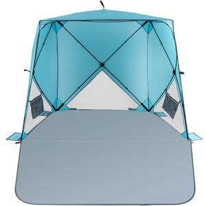 Beach Tent, Beach Sun Shelter with UPF 50+UV Protection with Extendable Floor mat for 3-4 Person, Waterproof Portable Easy Setup Beach Canopy Shade Tent for Outdoor Camping, Picnics