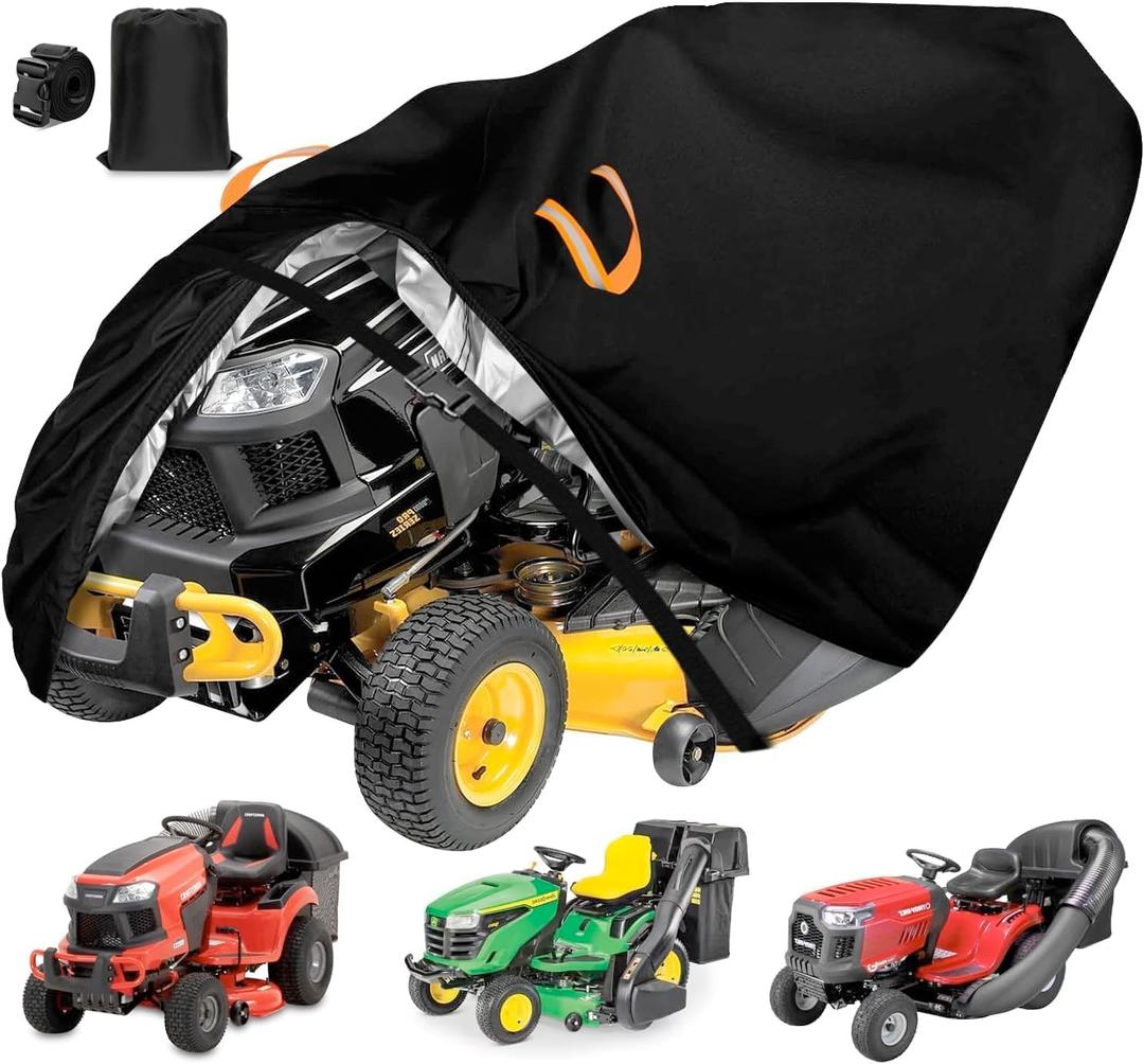 Riding Lawn Mower Covers Waterproof Outdoor,Fits up to 54" Decks with Bagger Attachment, Durable Anti-UV 600D Polyester Fabric,Ride-on Lawnmower Tractor Storage Cover,99"Lx45"Wx47"H