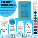 Light Blue A5 Lined Leather Journal Notebook,Inspirational Leather Journal Notebook for Men Women,200 Pages 100 Gsm Thick Ruled Paper Daily Diary for School,Travel,Business,Work (Light Blue)