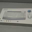 JOYACCESS Ergonomic Wireless Keyboard and Mouse, Full Size Wireless Keyboard Designed with Phone Holder and Wrist Rest,Volume Roller for Computer Mac PC Laptop-Silver