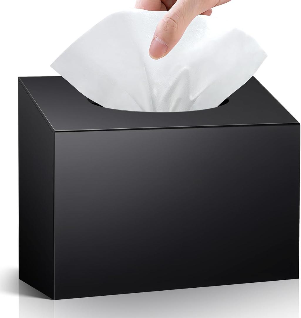 Acrylic Hand Towel Box Cover Compatible with Kleenex Disposable Hand Towels Wall-Mounted Paper Towel Dispenser Suitable for Tabletop, Bathroom, Car, and Office Use (Black) (Normal)