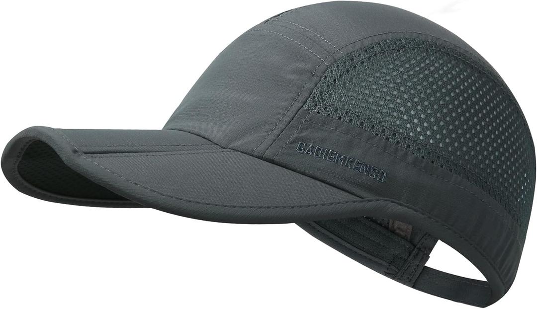GADIEMKENSD Mens Folding Outdoor Hat Long Brim UPF 50+ Sun Protection (7-7 3/8, Folding Dark Gray)