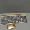 Wireless Keyboard and Mouse Ultra Slim Combo, TopMate 2.4G Silent Compact USB 2400DPI Mouse and Scissor Switch Keyboard Set with Cover, Batteries Included, for PC/Laptop/Windows/Mac - Gold Black