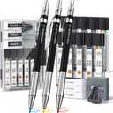 2 x Four Candies 19PCS 2MM Mechanical Drawing Pencils with Case, Metal Art Lead Pencil with 120 Graphite Lead Refills (HB 2H 2B 4B Color), Kneaded Eraser, Sharpener, for Drafting, Drawing, Sketching