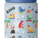 Simple Modern Kids Water Bottle with Straw Lid | 14oz Insulated Stainless Steel Kids Tumbler & Spill Proof Toddler Cup for School, Girls, Boys | Summit | Rad Dino