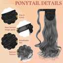 FELENDY 18" Ponytail Extension Curly Wavy Clip in Hairpiece Wrap Around Long Pony Tails Hair Extensions Synthetic for Women Granny Gray