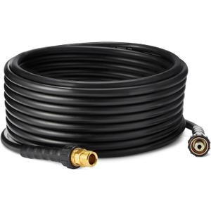 Amazon Basics 50ft Pressure Washer Hose, 3200 PSI Rating, Flexible, 3-Layer Design, Heavy-Duty Cleaning, Durable, Black, 1-Pack