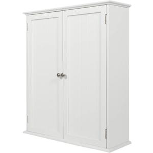 27.6in Length Bathroom Cabinet Wall Mounted,Over Toilet Storage Cabinet with 2 Doors and Adjustable Shelves,Wood Medicine Cabinet for Bathroom, White
