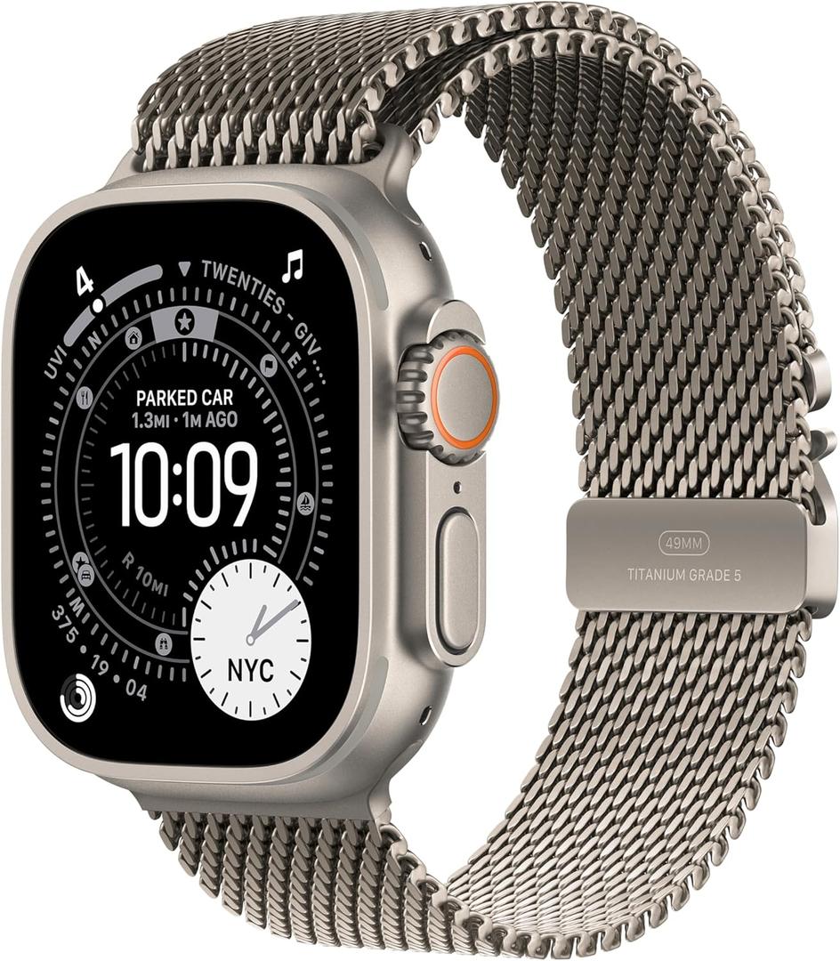 Apple Watch Ultra 3 [GPS + Cellular 49mm] Running & Multisport Smartwatch w/Rugged Titanium Case w/Natural Titanium Milanese Loop - M. Satellite Communications, Advanced Health & Fitness Tracking