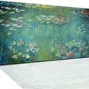 QBQT Water Lilies by Claude Monet Living Room Wall Art Oil Painting Canvas Print Garden Flowers Extra Large Artwork for Home Bedroom Office Lounge Decor Frame 20x40inch