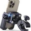 Bike Phone Holder Mount [Military Anti Vibration] 2025 Universal Motorcycle Phone Mount Handlebar Clamp for Electric Scooter, Mountain, Dirt Bike, Compatible with iPhone 4-7.2" Black