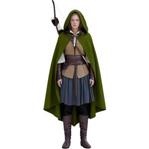 Cloak with Hood Women,Medieval Renaissance Hooded Cloak-Velvet Witch Cape with Clasp for Halloween Cosplay Costume (Army Green)