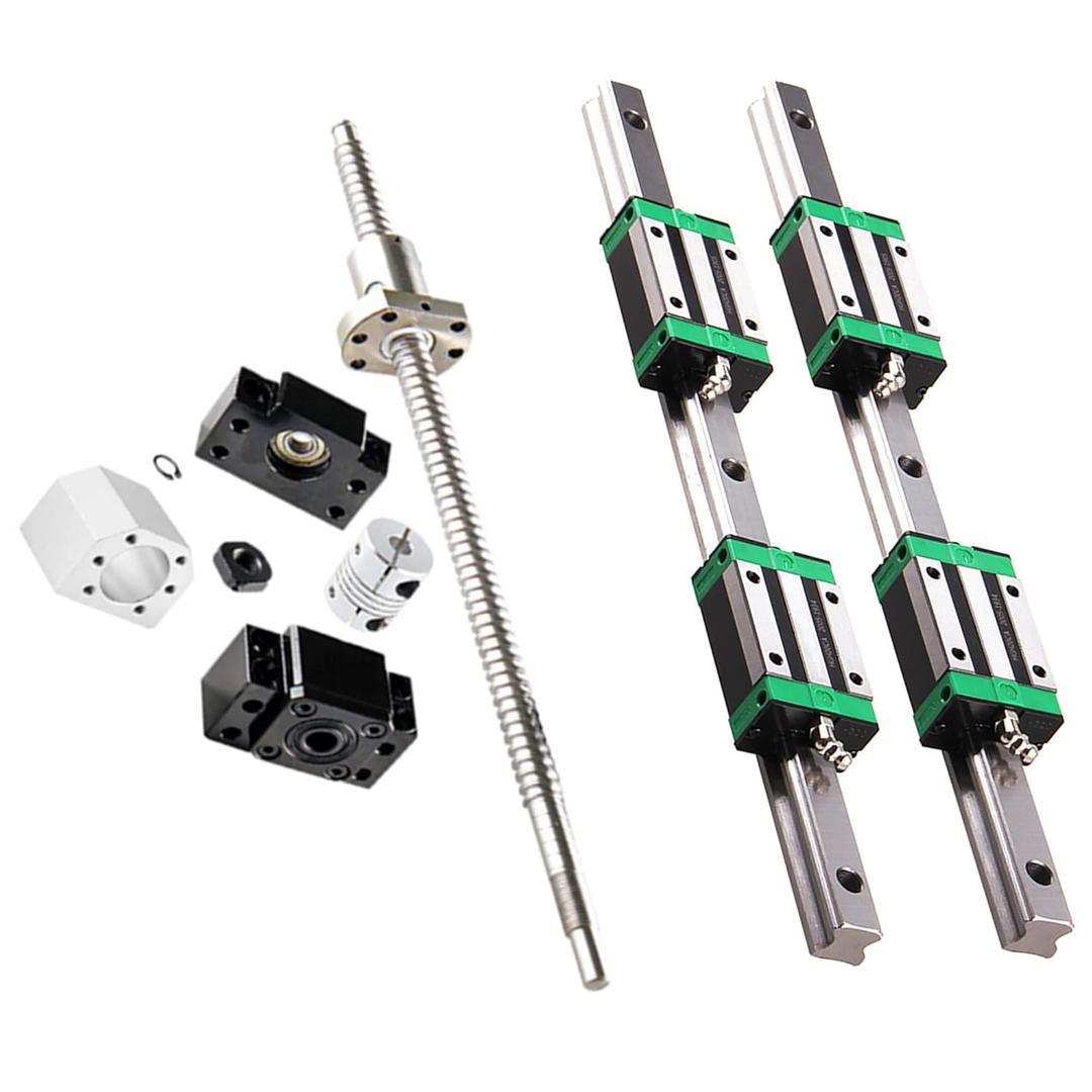 2Pcs HGR20-800mm Linear Rail + 1PCS RM1605-850mm Ballscrew with BF12/BK12 Kit, DSG16H Nut Housing, Coupling, Slide Blocks Linear Guide Rail Ball Screw Set for DIY CNC Routers Lathes Mills